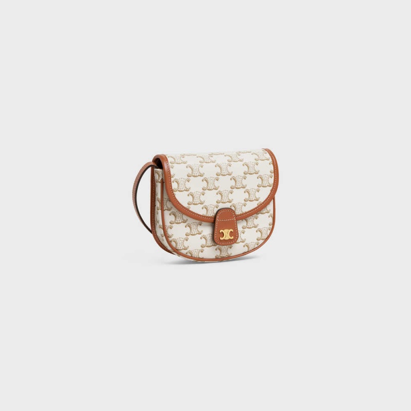 Triomphe Canvas Celine Mini Besace In And Calfskin Biele | CL-593121