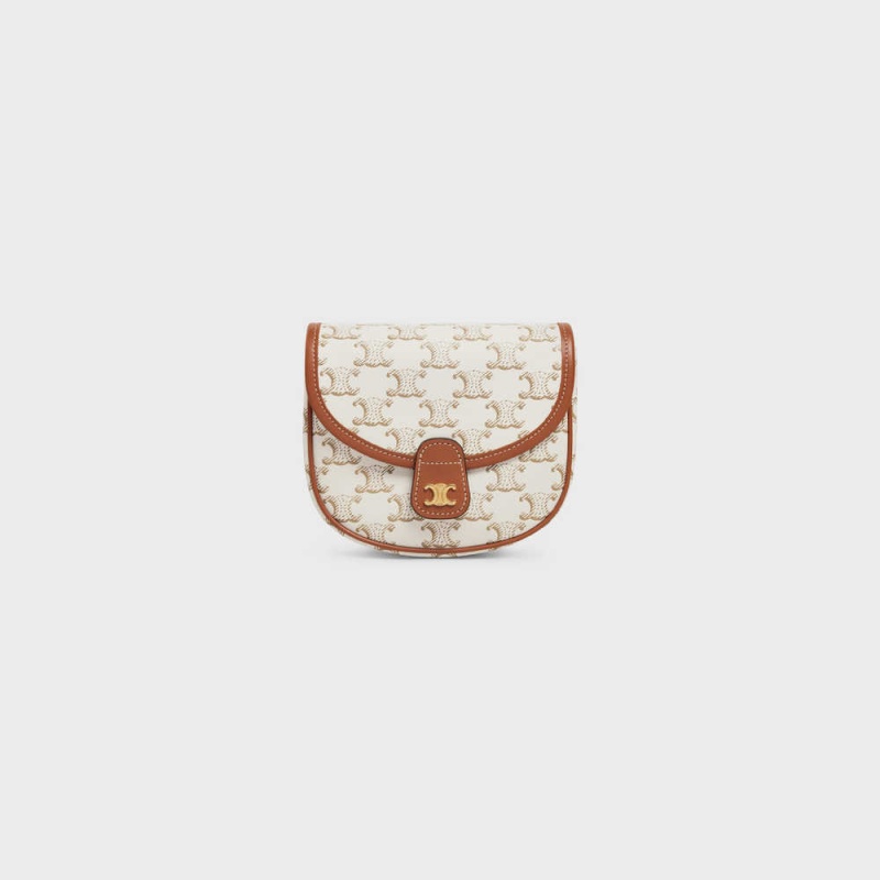 Triomphe Canvas Celine Mini Besace In And Calfskin Biele | CL-593121