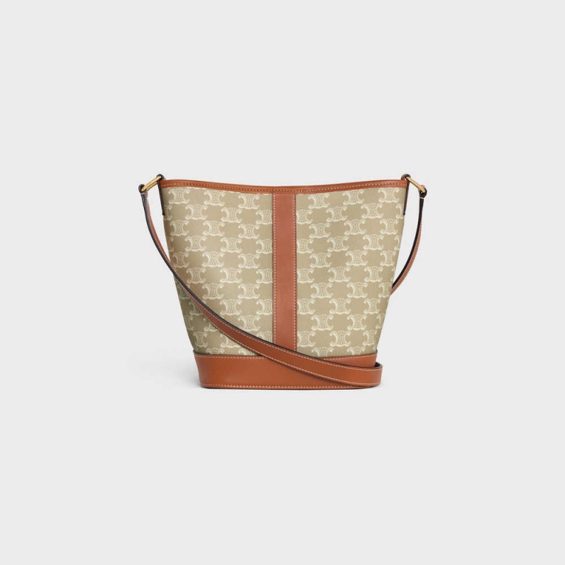 Triomphe Canvas Celine Small Bucket Cuir Triomphe In And Calfskin Béžové | CL-593125