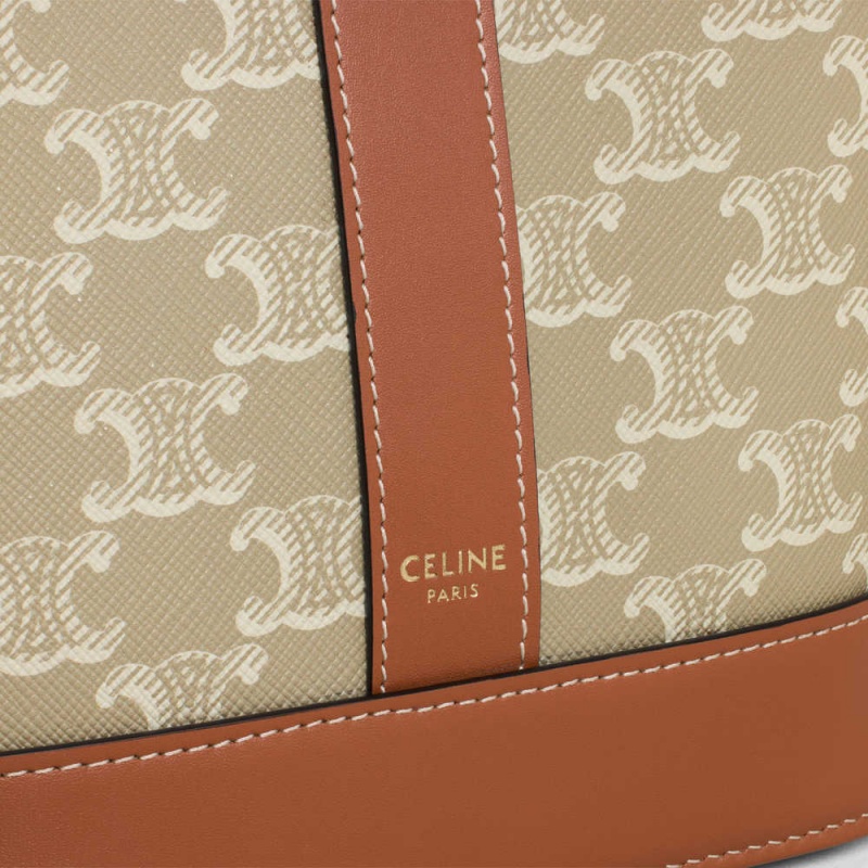 Triomphe Canvas Celine Small Bucket Cuir Triomphe In And Calfskin Béžové | CL-593125