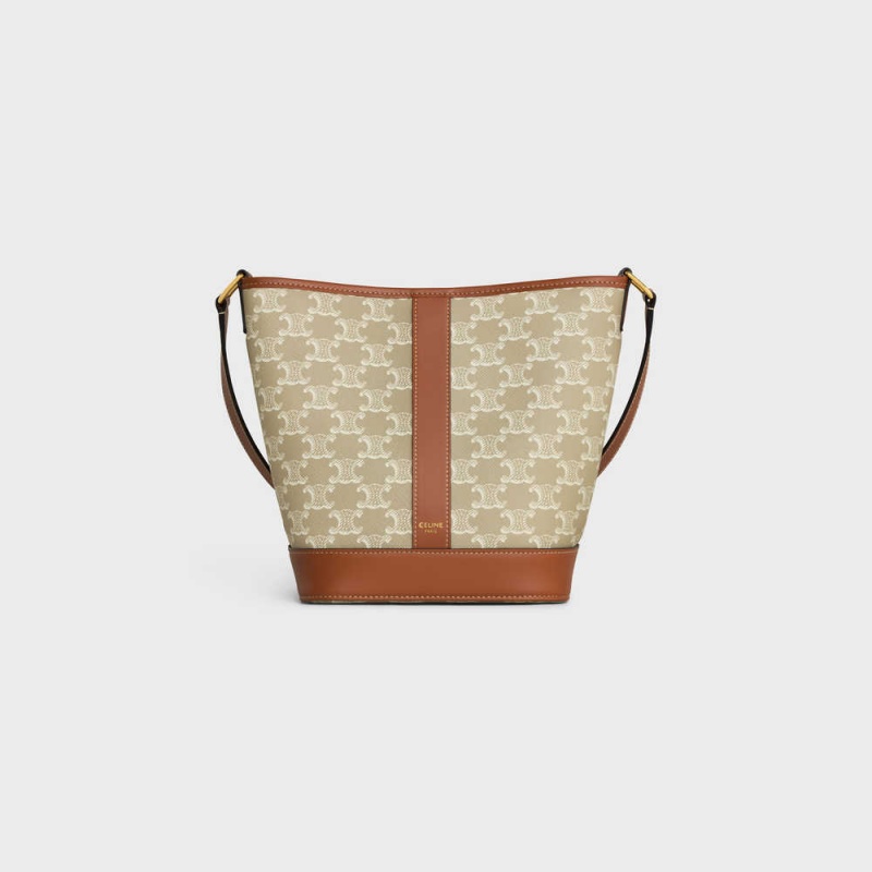 Triomphe Canvas Celine Small Bucket Cuir Triomphe In And Calfskin Béžové | CL-593125