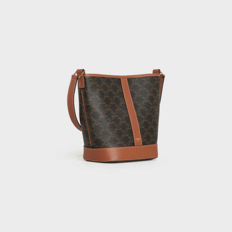 Triomphe Canvas Celine Small Bucket In And Calfskin Hnede | CL-593123