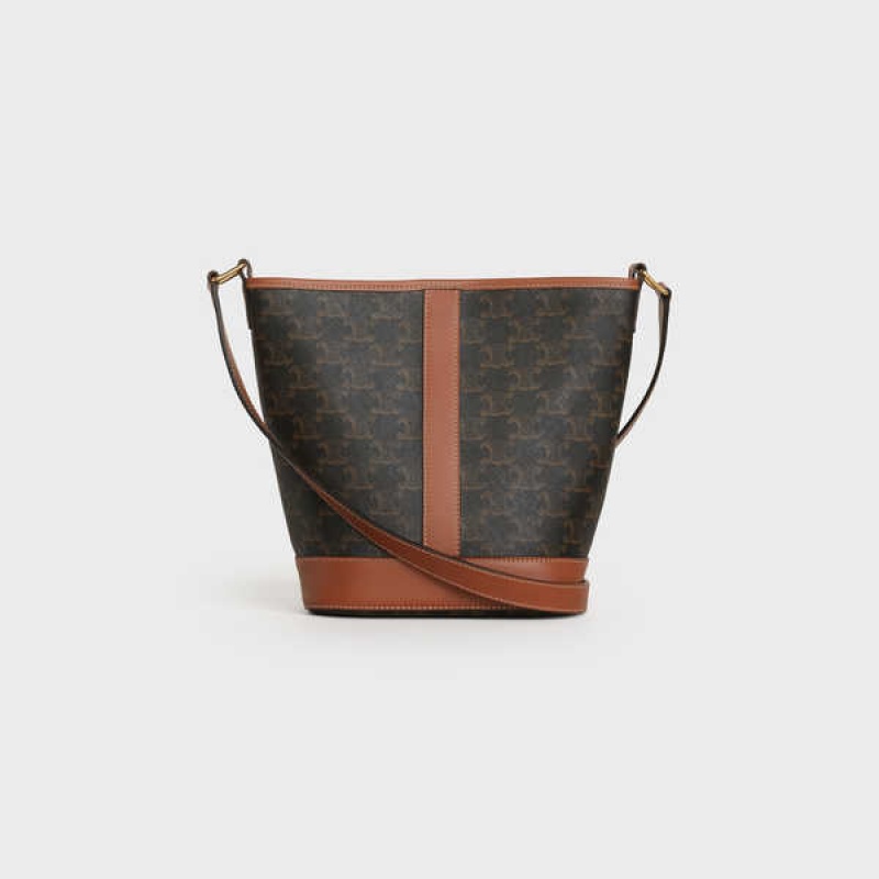 Triomphe Canvas Celine Small Bucket In And Calfskin Hnede | CL-593123