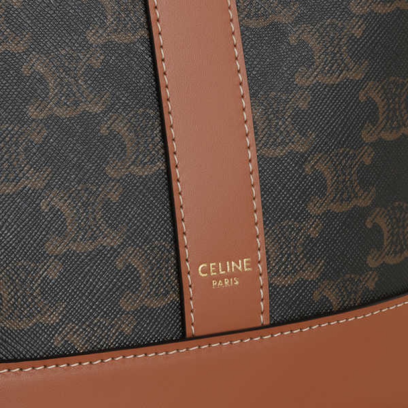 Triomphe Canvas Celine Small Bucket In And Calfskin Hnede | CL-593123