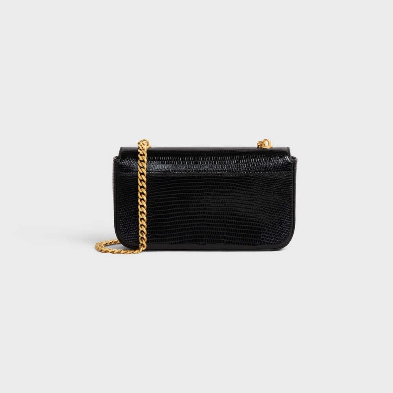 Triomphe Celine Chain Shoulder Bag In Lizard Čierne | CL-593234