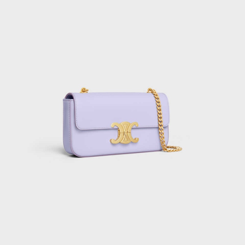 Triomphe Celine Chain Shoulder Bag In Shiny Calfskin Svetlo Lavendel | CL-593232