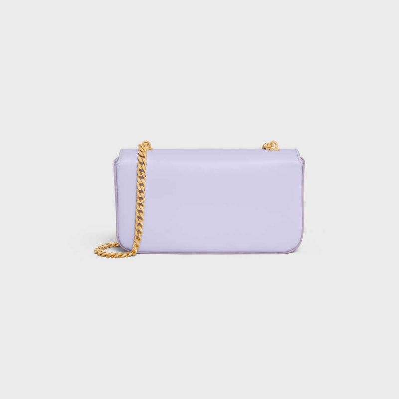 Triomphe Celine Chain Shoulder Bag In Shiny Calfskin Svetlo Lavendel | CL-593232