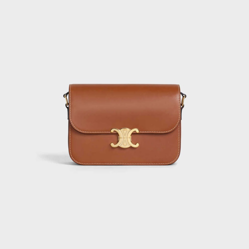 Triomphe Celine Classique Bag In Natural Calfskin Hnede | CL-593184