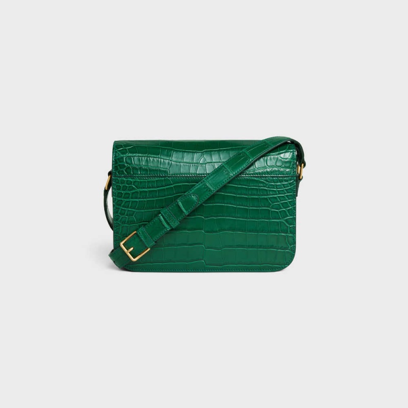 Triomphe Celine Classique Bag In Niloticus Crocodile Zelene | CL-593190