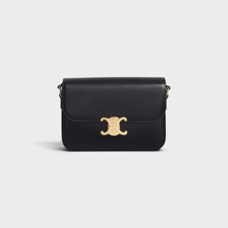 Triomphe Celine Classique Bag In Shiny Calfskin Čierne | CL-593183