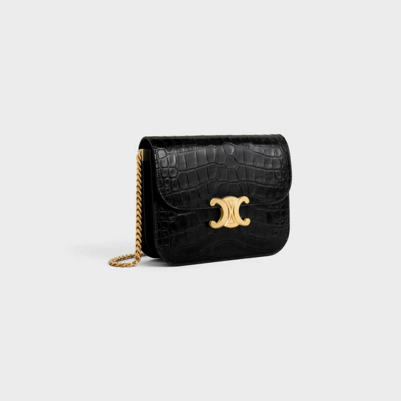 Triomphe Celine College Bag In Niloticus Crocodile Čierne | CL-593170