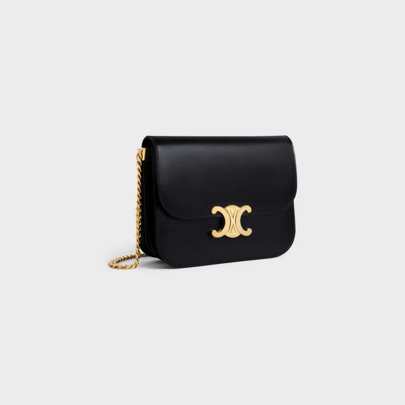 Triomphe Celine College Bag In Shiny Calfskin Čierne | CL-593168