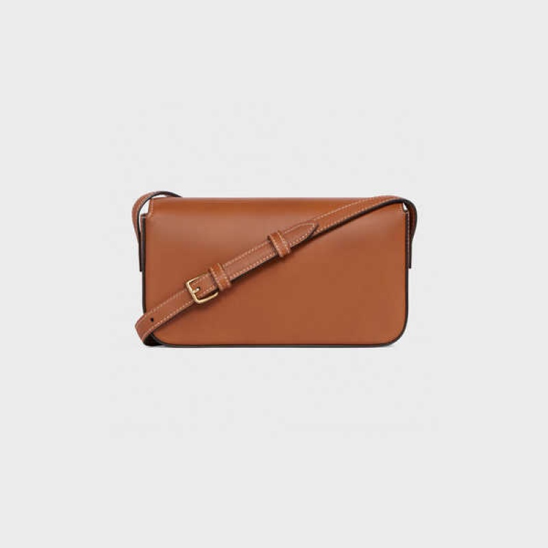 Triomphe Celine Shoulder Bag In Natural Calfskin Hnede | CL-593241