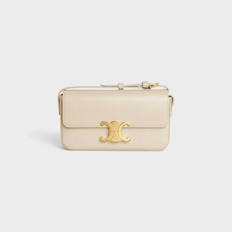 Triomphe Celine Shoulder Bag In Shiny Calfskin Béžové | CL-593243