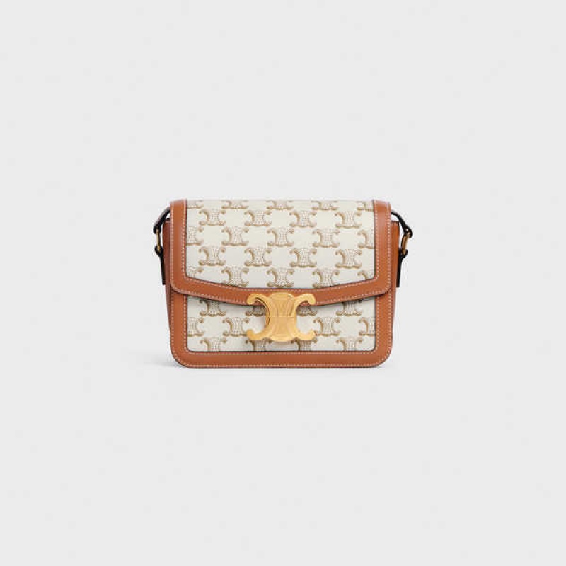 Triomphe Celine Teen Bag In Platene And Calfskin Biele | CL-593207