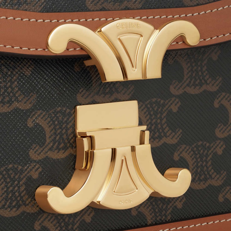 Triomphe Celine Teen Bag In Platene And Calfskin Hnede | CL-593198