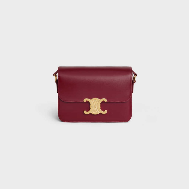 Triomphe Celine Teen Bag In Shiny Calfskin Bordove | CL-593197