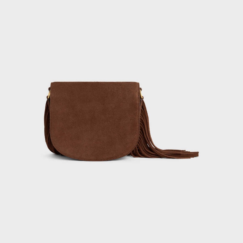 Triomphe Celine Teen Besace With Fringes In Semisove Calfskin Hnede | CL-593221