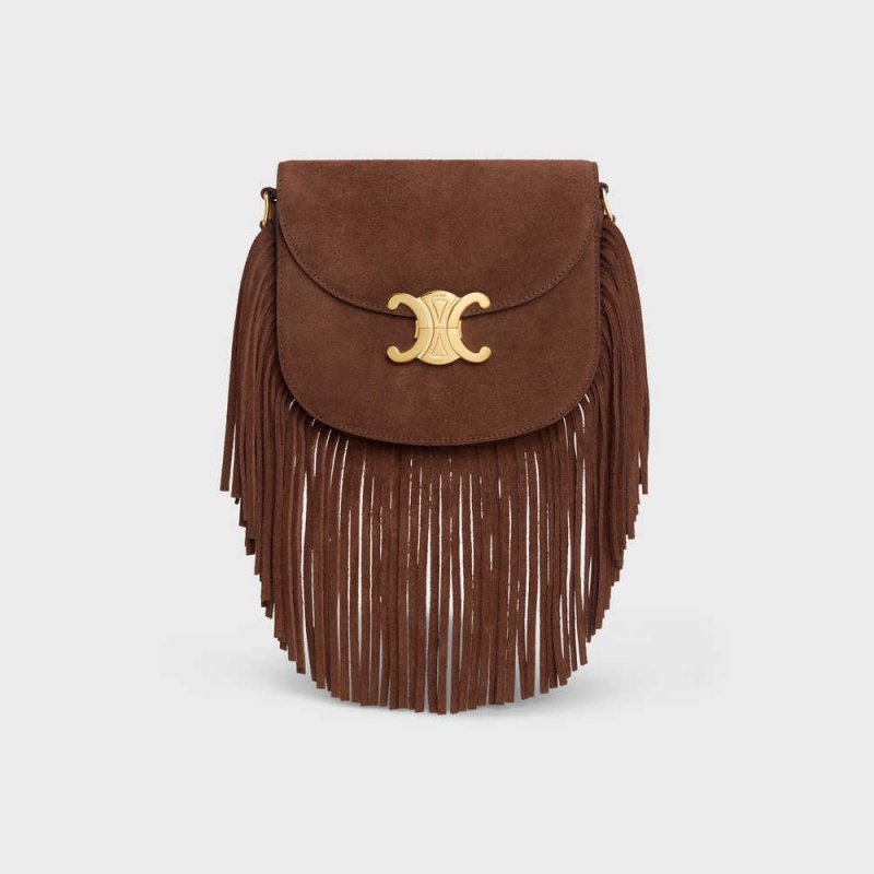 Triomphe Celine Teen Besace With Fringes In Semisove Calfskin Hnede | CL-593221