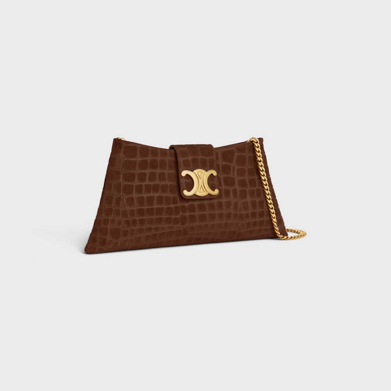 Triomphe Celine Wiltern Clutch Soft In Crocodile Embossed Semisove Calfskin Hnede | CL-593176