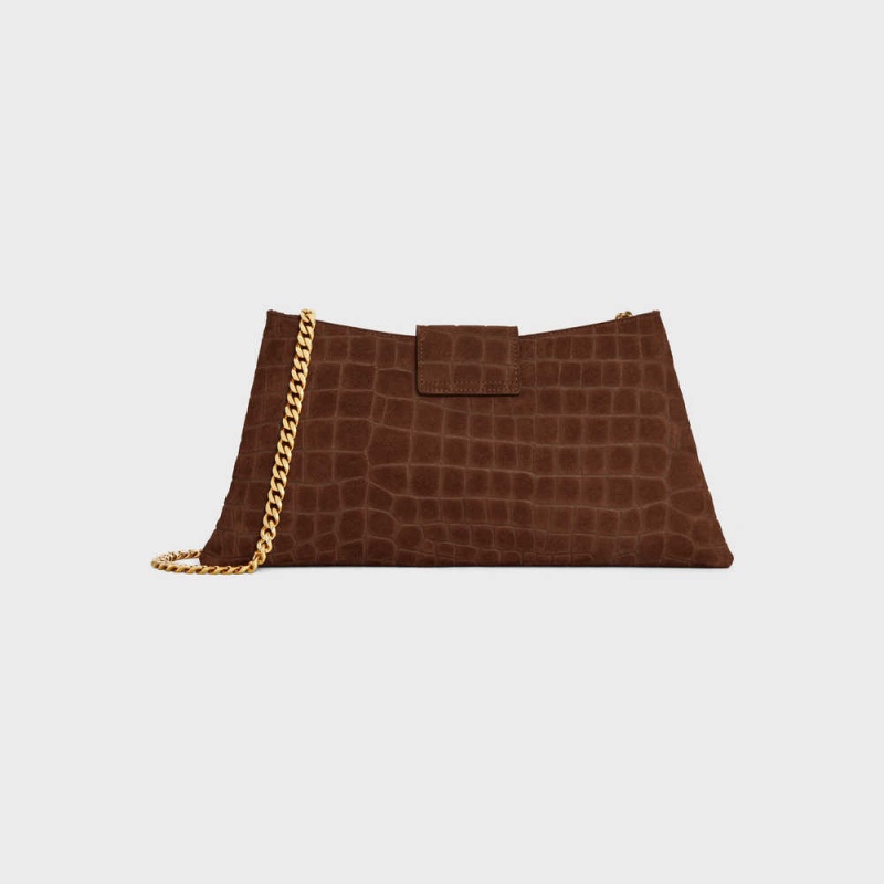 Triomphe Celine Wiltern Clutch Soft In Crocodile Embossed Semisove Calfskin Hnede | CL-593176