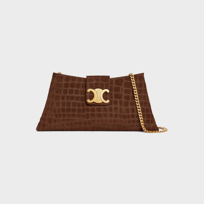 Triomphe Celine Wiltern Clutch Soft In Crocodile Embossed Semisove Calfskin Hnede | CL-593176