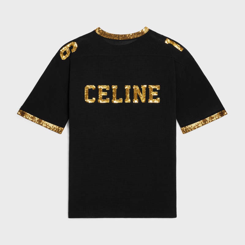 T-shirt Celine 16 Embroidered In Jersey Mesh Čierne Zlate | CL-592124