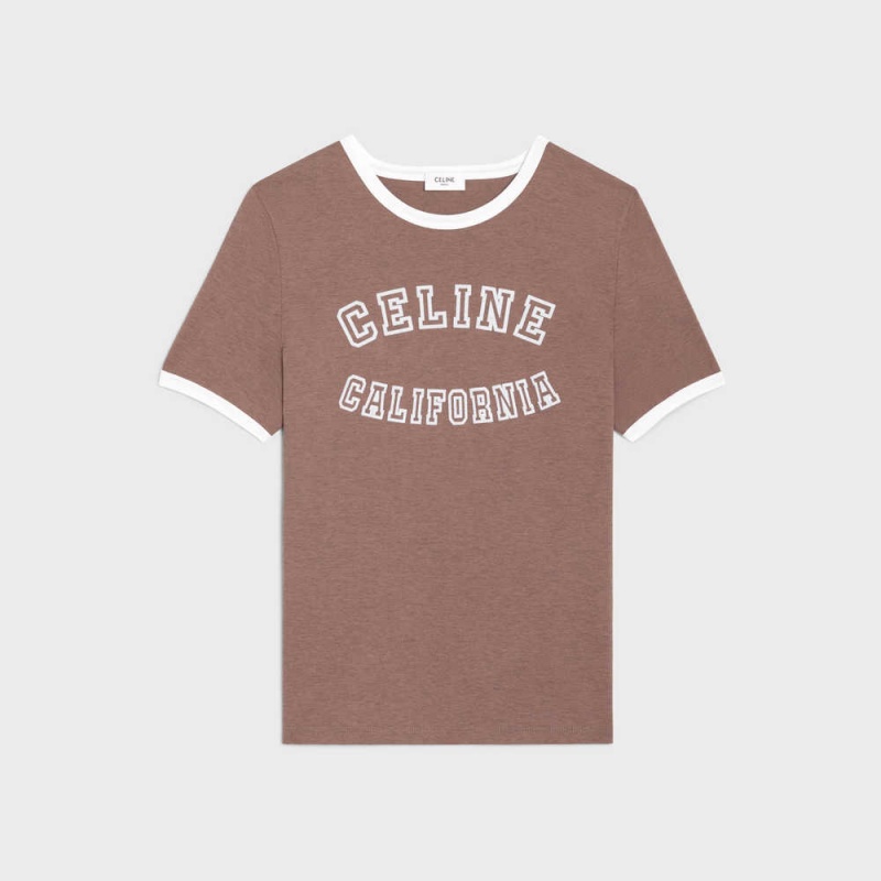 T-shirt Celine California 70 S In Bavlnene Jersey Hnede | CL-592776