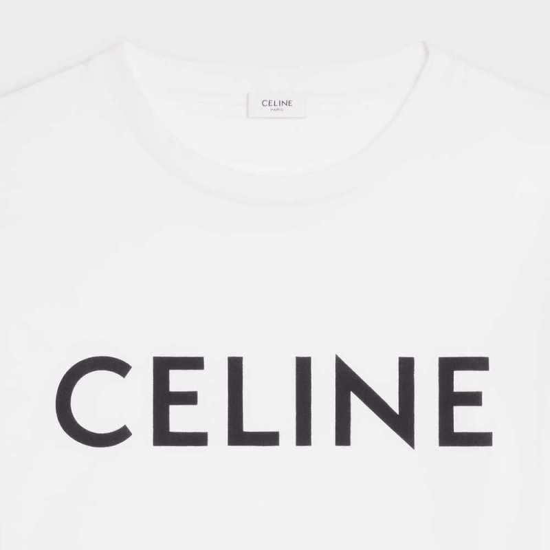 T-shirt Celine Cropped In Bavlnene Jersey Biele | CL-592791