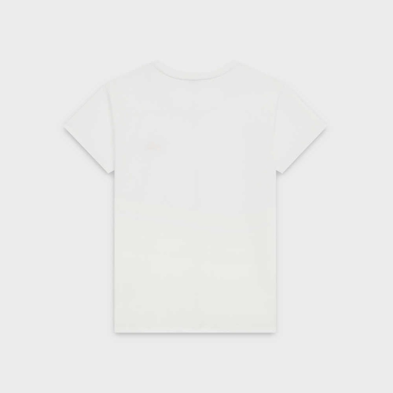 T-shirt Celine Embroidered In Bavlnene Biele | CL-592788