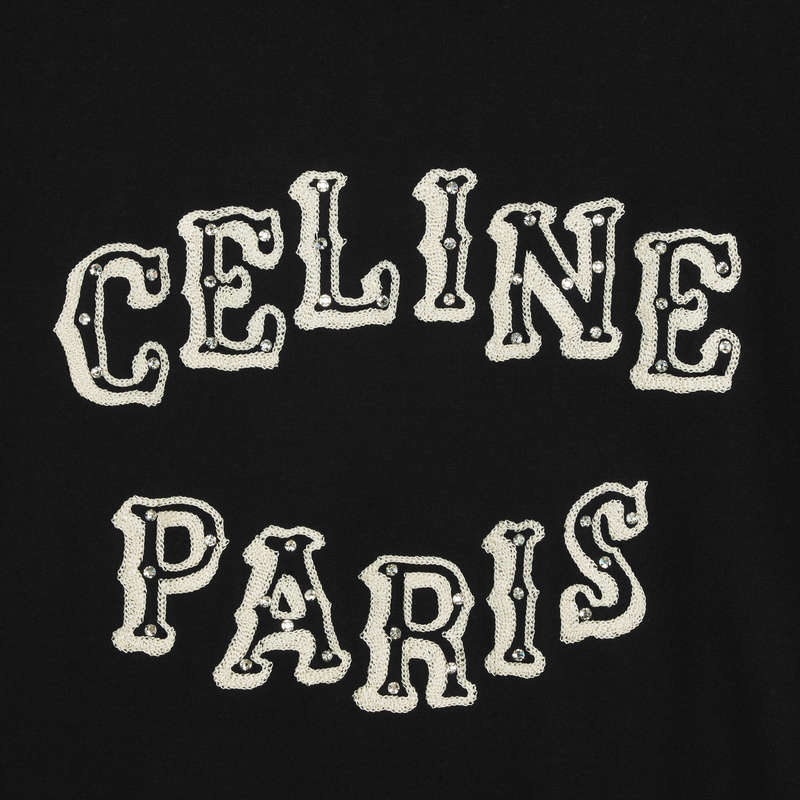 T-shirt Celine Loose Embroidered In Bavlnene Jersey Čierne Biele | CL-592133