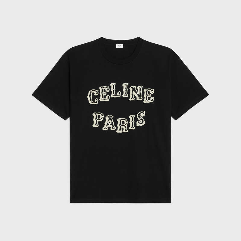 T-shirt Celine Loose Embroidered In Bavlnene Jersey Čierne Biele | CL-592133