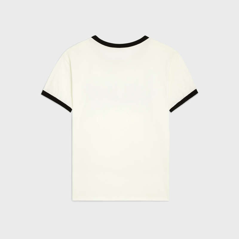 T-shirt Celine Loose In Bavlnene Jersey Biele Čierne | CL-592125