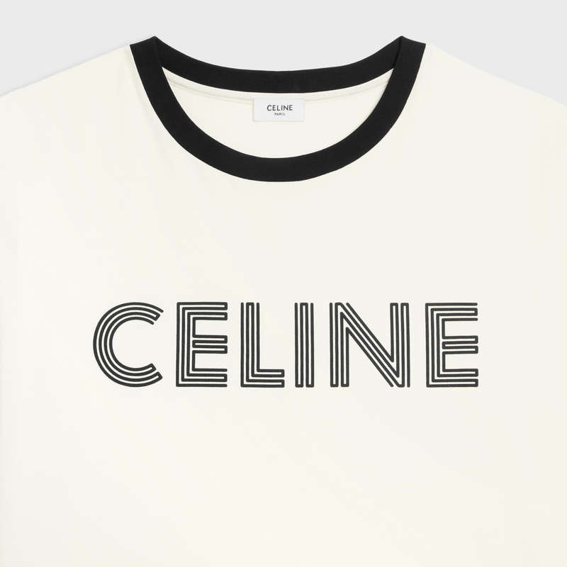 T-shirt Celine Loose In Bavlnene Jersey Biele Čierne | CL-592125