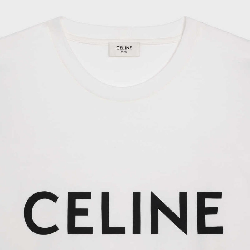 T-shirt Celine Loose In Bavlnene Jersey Biele | CL-592795