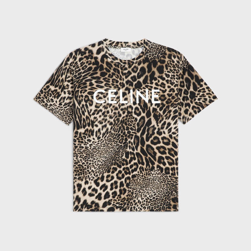 T-shirt Celine Loose In Bavlnene Jersey Leopardie | CL-592135