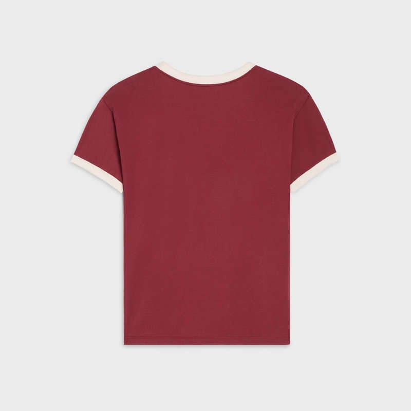 T-shirt Celine Loose In Bavlnene Jersey Červené Nachový Biele | CL-592126