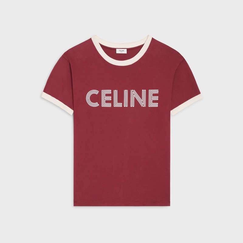 T-shirt Celine Loose In Bavlnene Jersey Červené Nachový Biele | CL-592126