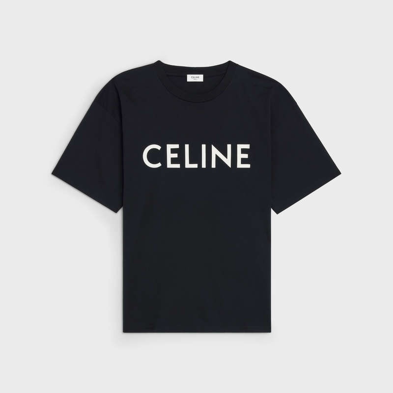 T-shirt Celine Loose In Bavlnene Jersey Čierne Biele | CL-592137