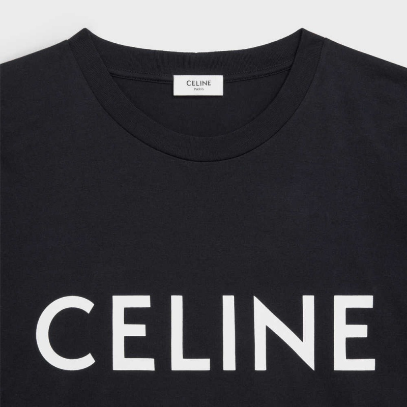 T-shirt Celine Loose In Bavlnene Jersey Čierne Biele | CL-592793