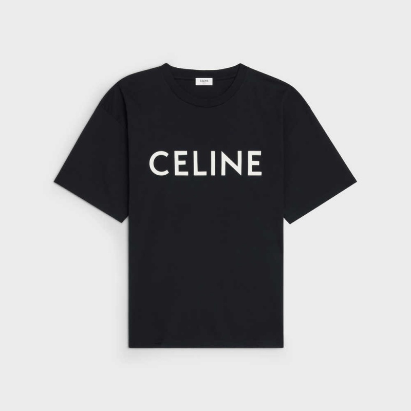 T-shirt Celine Loose In Bavlnene Jersey Čierne Biele | CL-592793