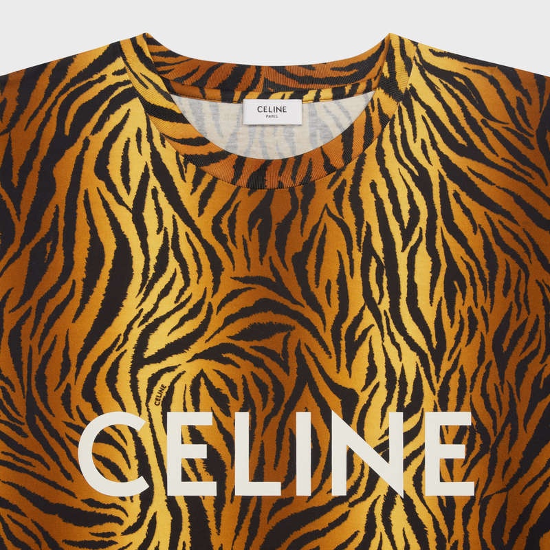 T-shirt Celine Loose In Jersey Biele | CL-592134