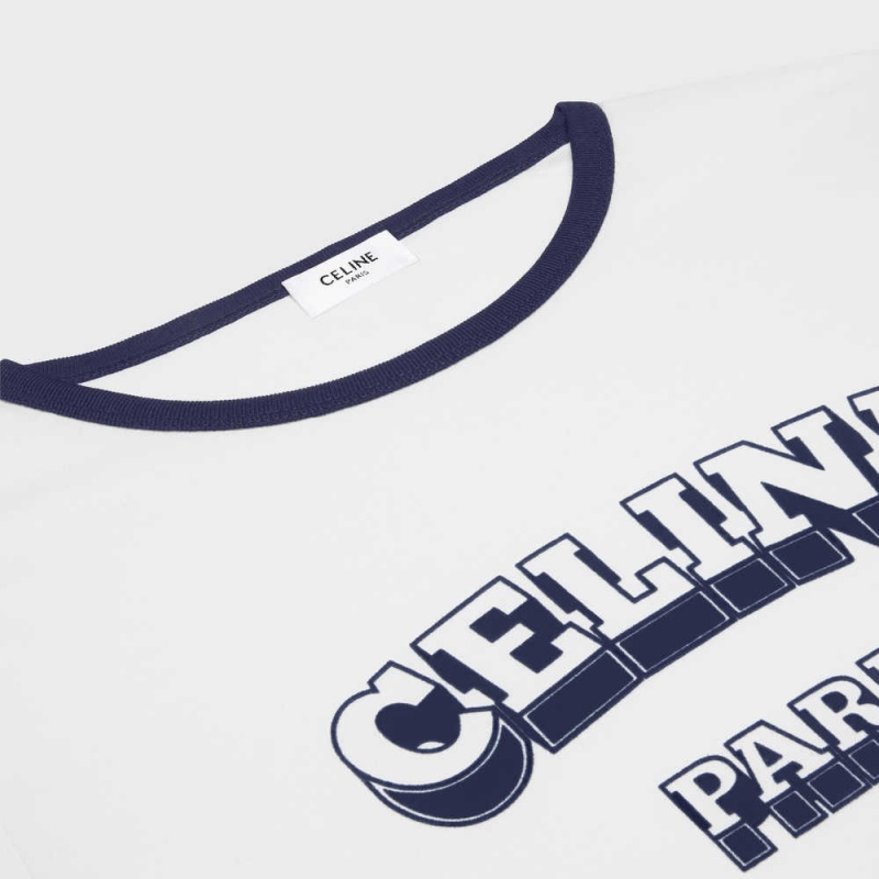 T-shirt Celine Paris 70 S In Bavlnene Jersey Biele Námornícka Modrá | CL-592779