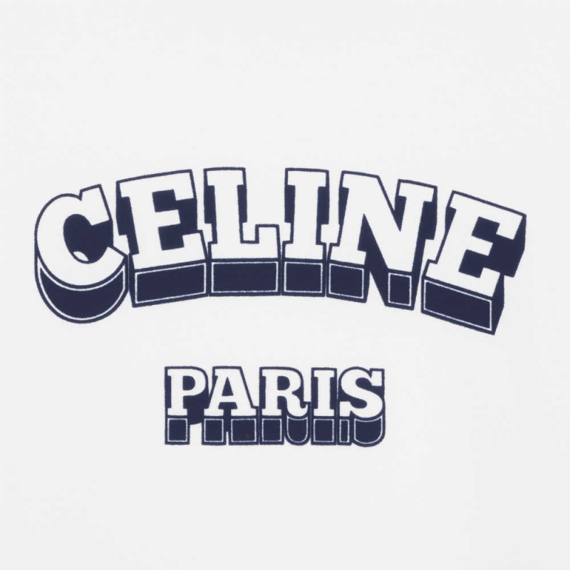 T-shirt Celine Paris 70 S In Bavlnene Jersey Biele Námornícka Modrá | CL-592779