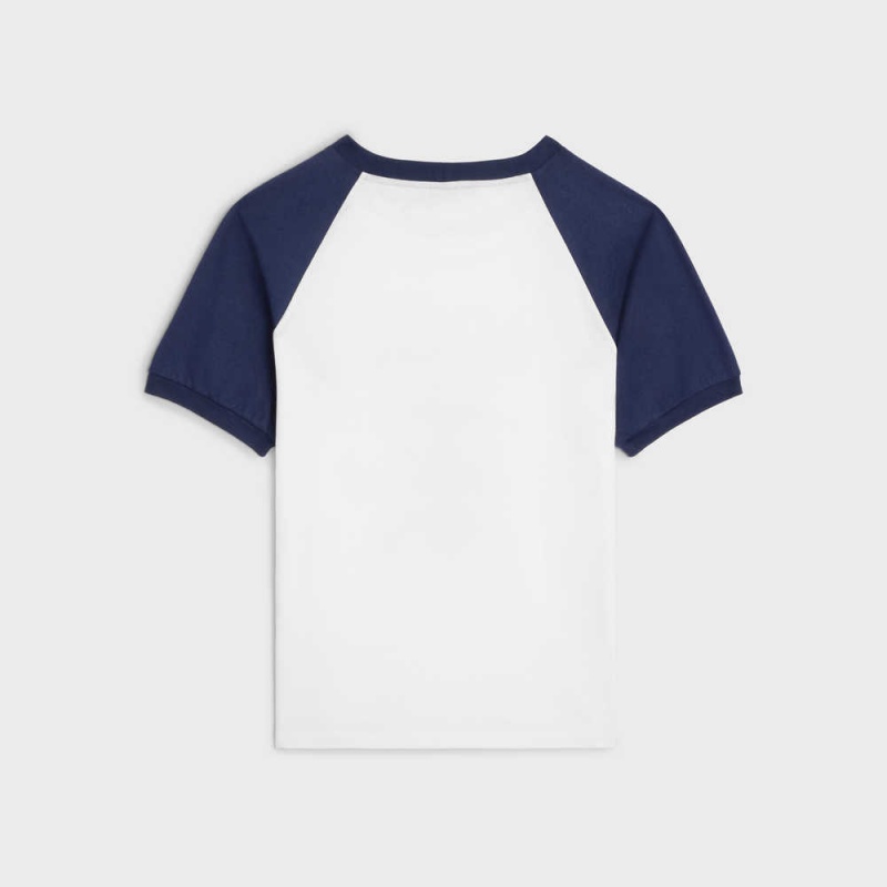 T-shirt Celine Paris Anchor In Bavlnene Jersey Biele Námornícka Modrá | CL-592784