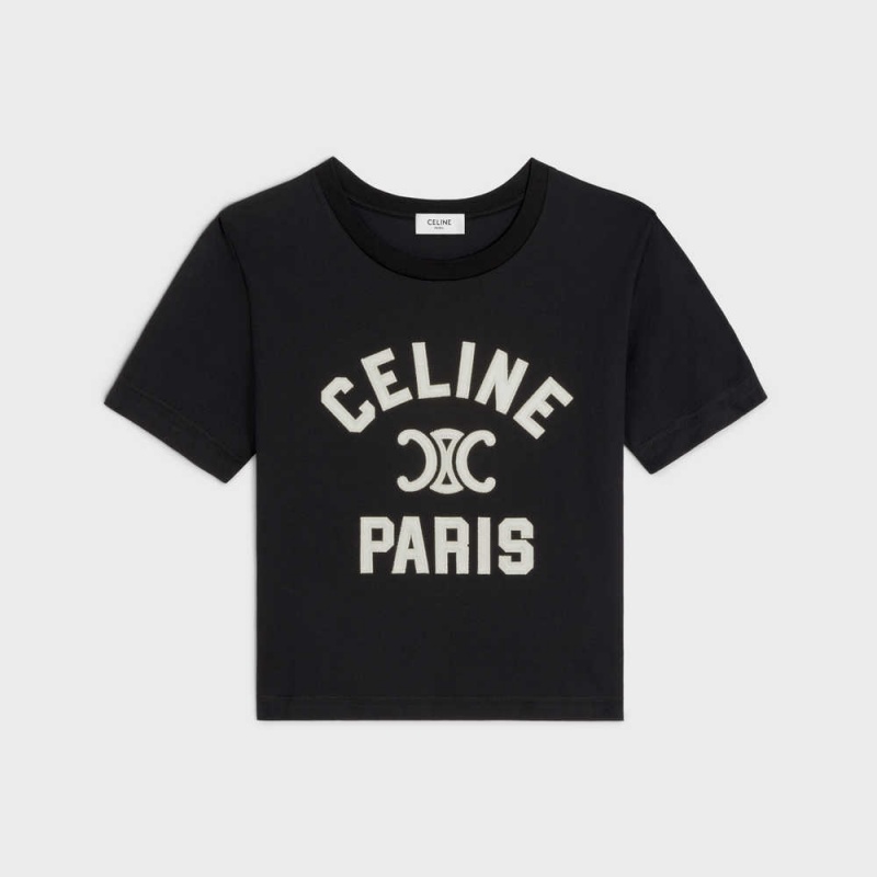 T-shirt Celine Paris Boxy In Bavlnene Jersey Čierne Biele | CL-592787