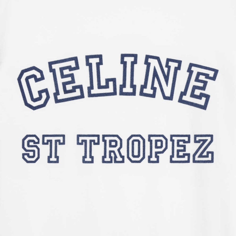 T-shirt Celine St Tropez 70 S In Bavlnene Jersey Biele Červené Modre | CL-592781