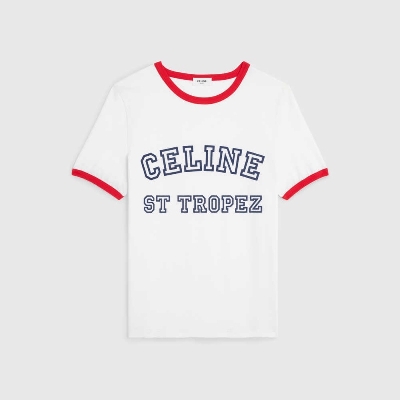 T-shirt Celine St Tropez 70 S In Bavlnene Jersey Biele Červené Modre | CL-592781