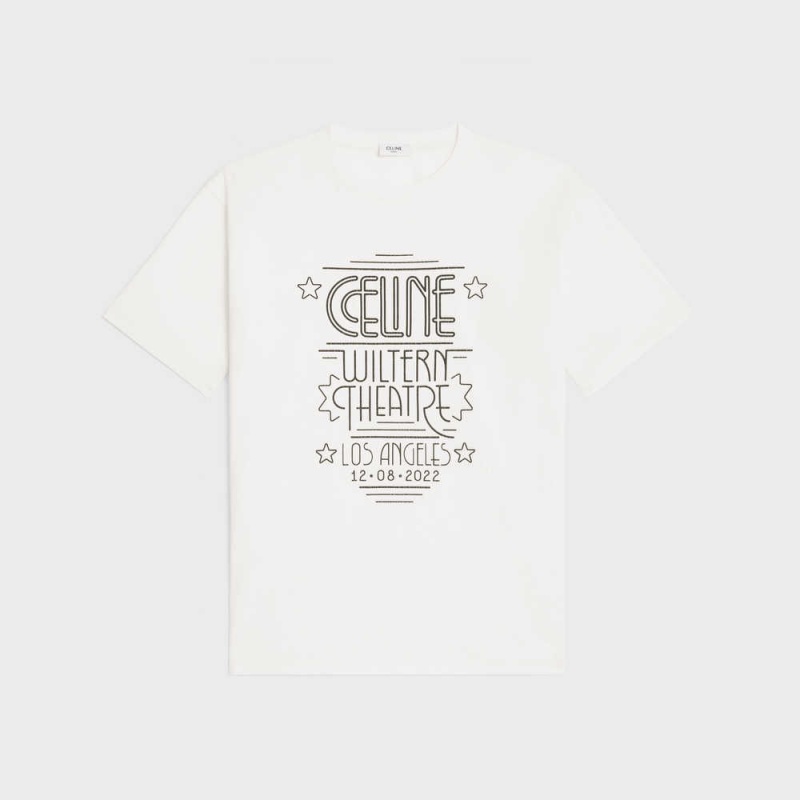 T-shirt Celine Wiltern In Bavlnene Jersey Biele Čierne | CL-592786