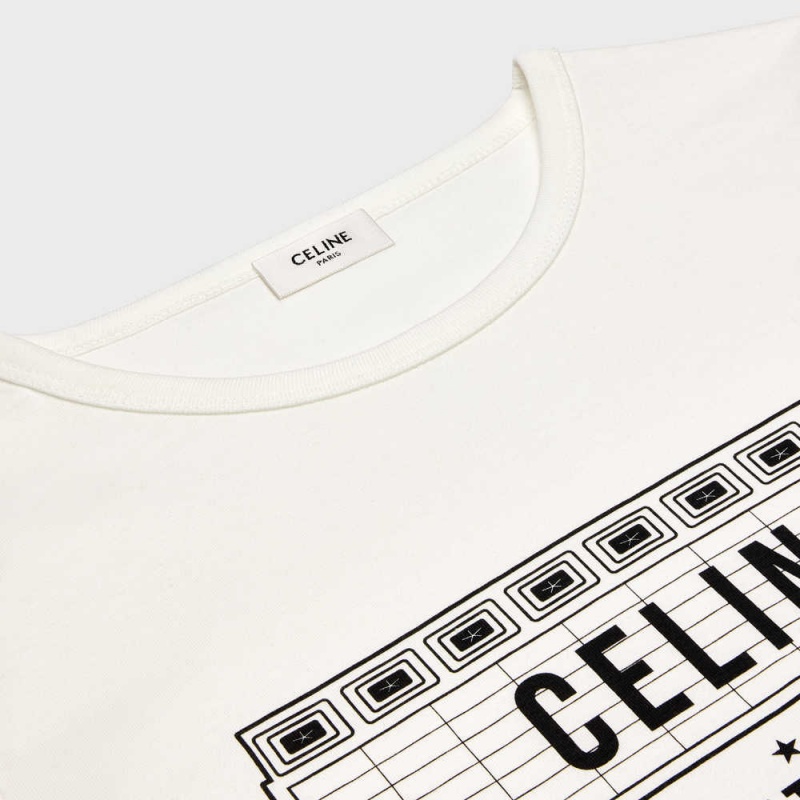 T-shirt Celine Wiltern In Bavlnene Jersey Biele Čierne | CL-592773